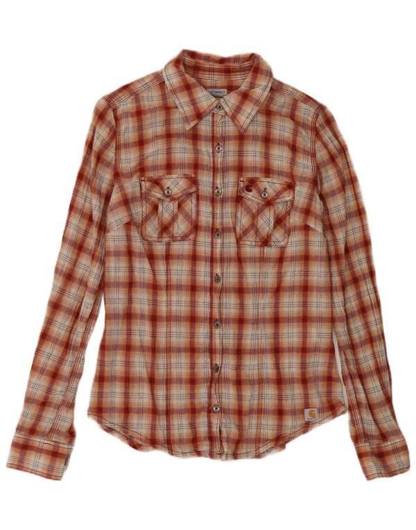 Carhartt Womens Flannel Shirt US 4/6 Small Red Check Cotton