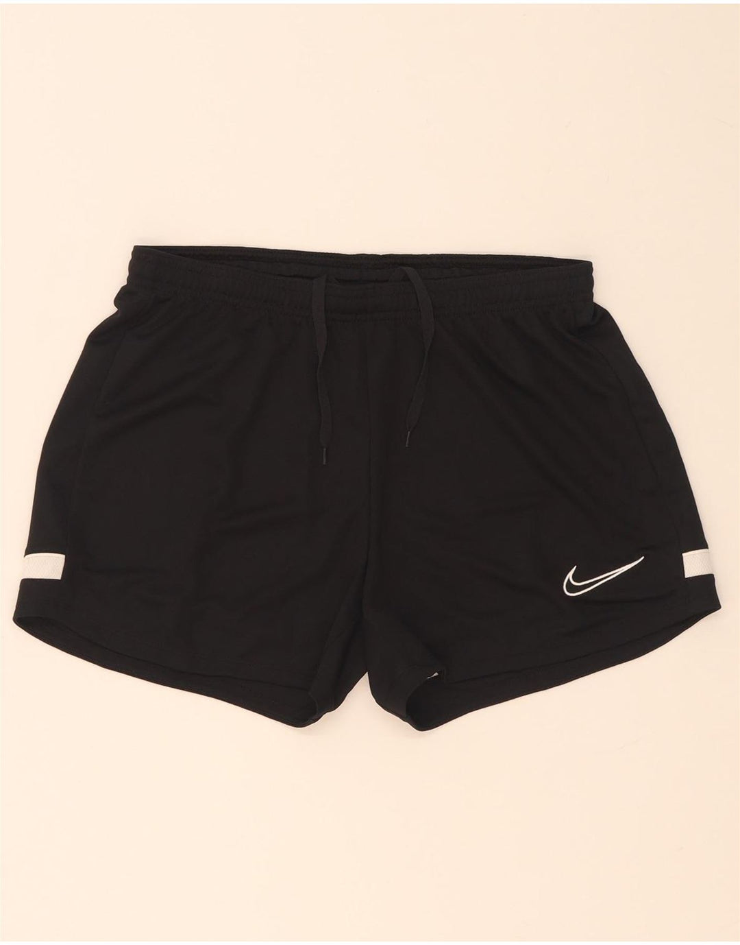 Nike Damen Dri Fit Sport Shorts UK 12 Mittelschwarzes Colourblock-Polyester