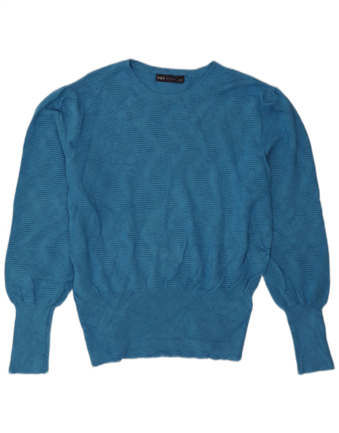 Marks & Spencer Damen-Pullover mit Rundhalsausschnitt, Gr. 40, groß, blau, geometrisch