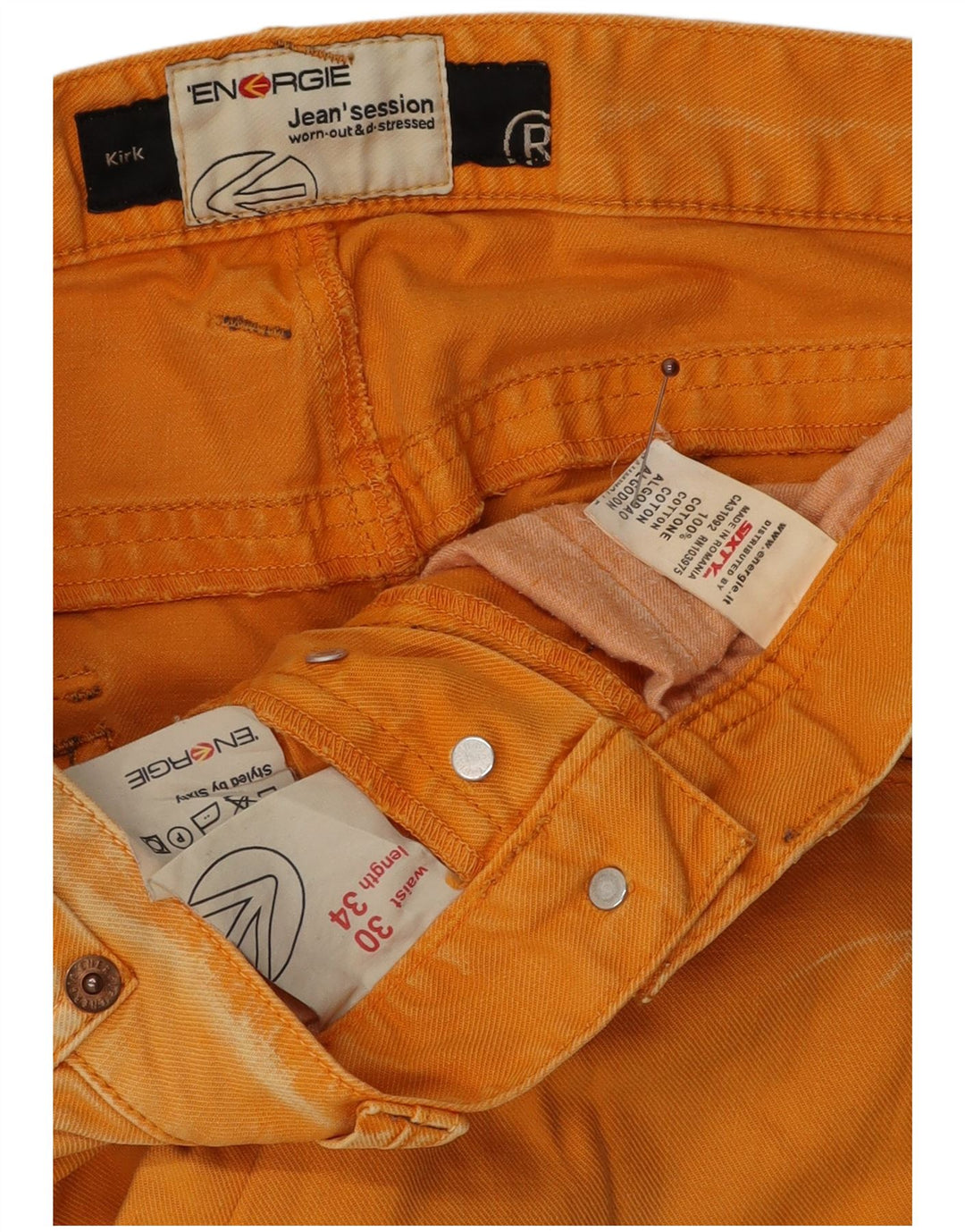 ENERGIE Herren Straight Jeans W30 L34 Orange Baumwolle