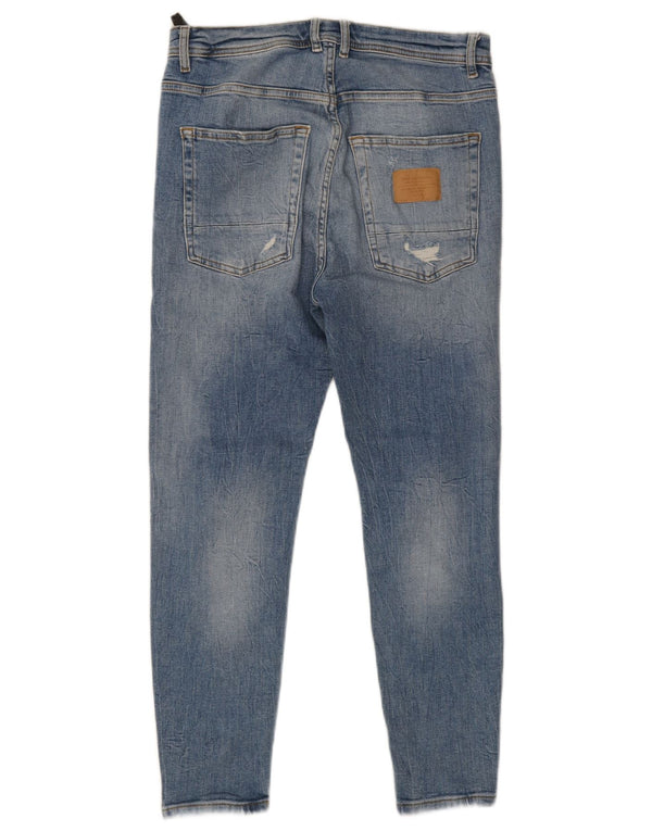 Zara Herren Distressed Skinny Jeans EU 42 Large W32 L25 Blaue Baumwolle