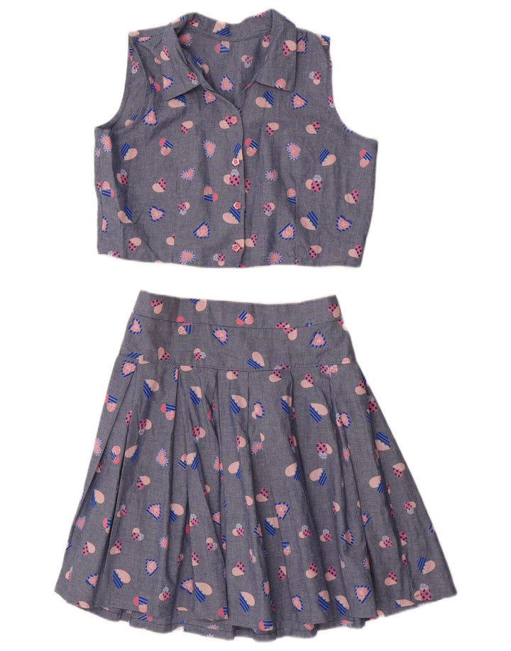 Vintage Damen 2-teiliges Rockset Medium W32 Blau Geometrisch