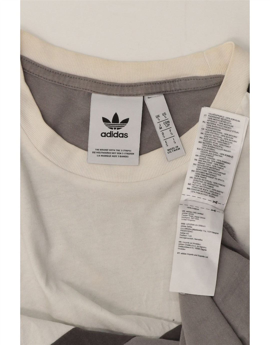 Adidas Herren T-Shirt Top Small Grau Colourblock Baumwolle