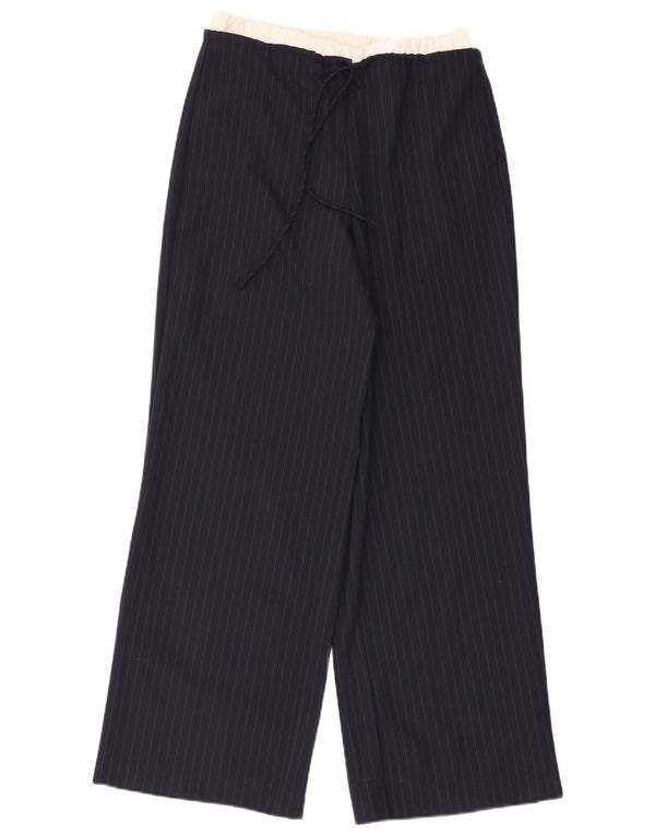Zara Damen-Hose mit hoher Taille und weitem Bein, XS, Marineblau, gestreift, Polyester