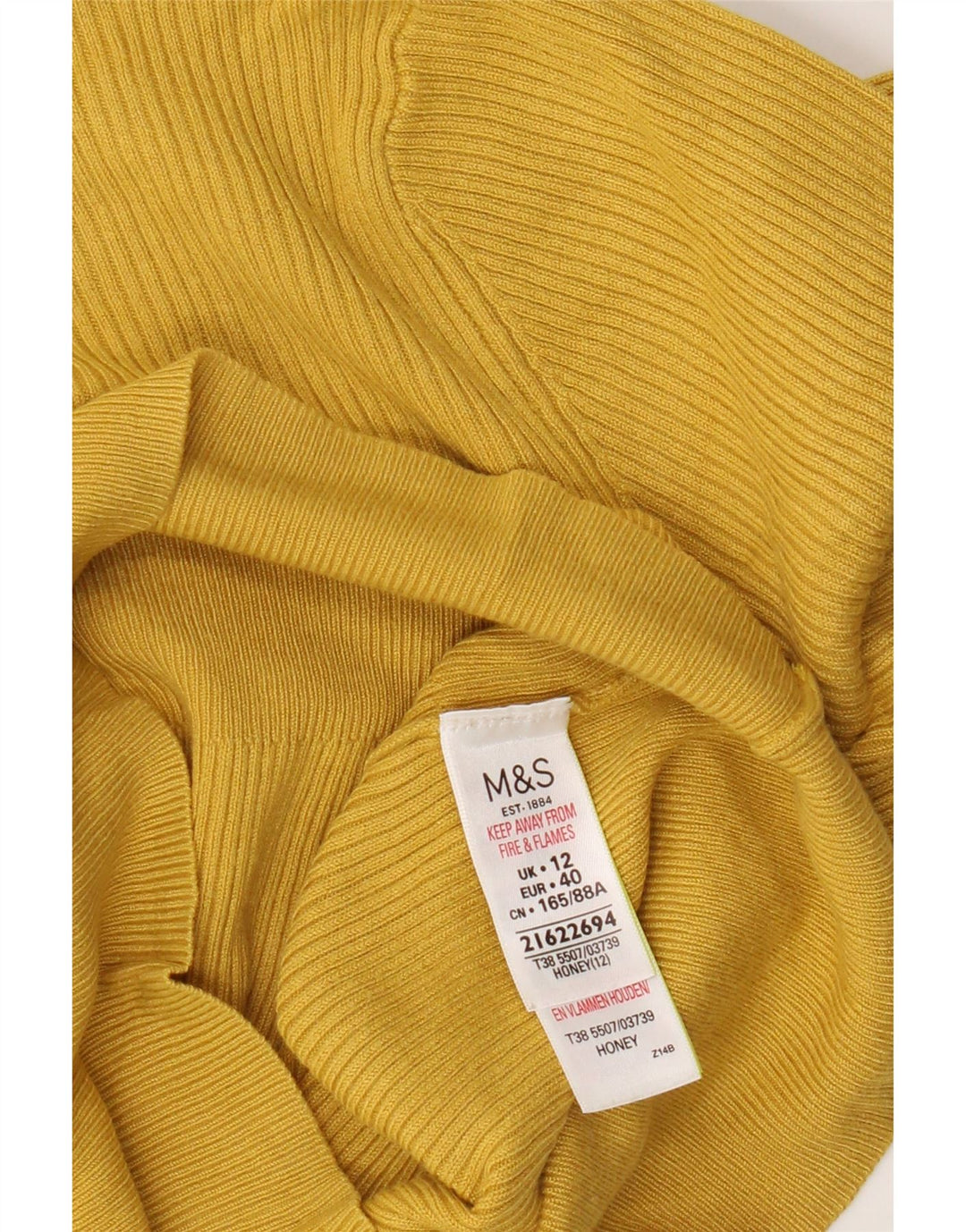 Marks & Spencer Damen-Pullover mit Rundhalsausschnitt, UK 12, mittelgelbe Viskose
