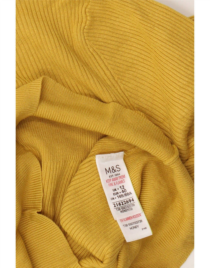 Marks & Spencer Damen-Pullover mit Rundhalsausschnitt, UK 12, mittelgelbe Viskose