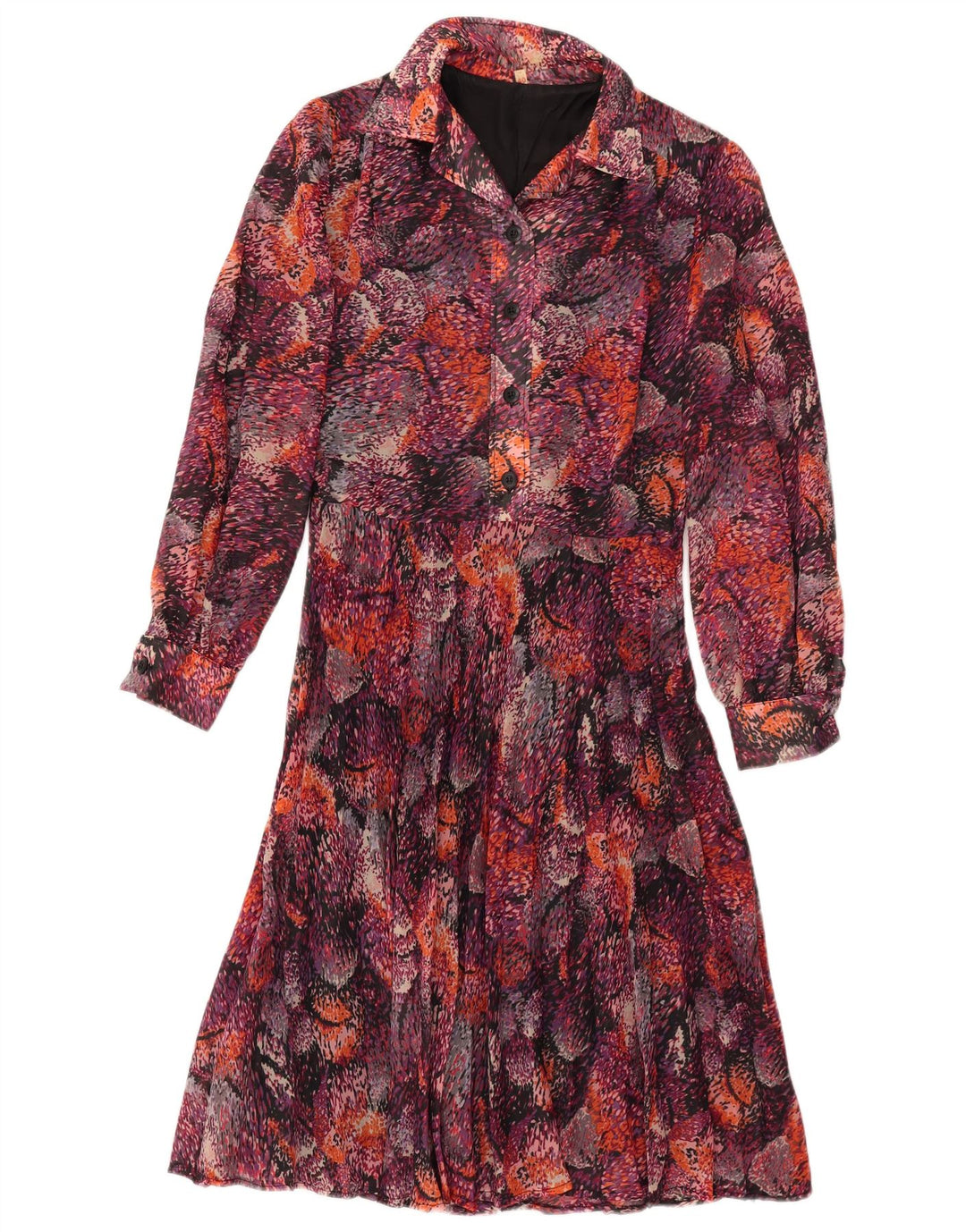 Vintage Damen Hemdkleid mit abstraktem Muster EU 40 Medium Burgund