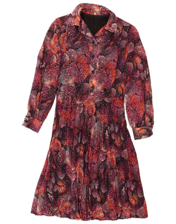 Vintage Damen Hemdkleid mit abstraktem Muster EU 40 Medium Burgund