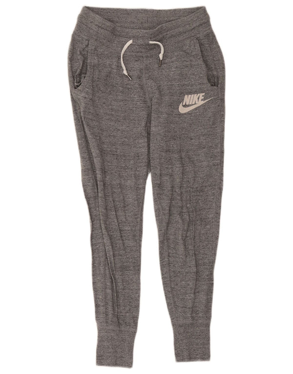 Nike Damen Crop Trainingshose Jogger UK 6 XS Grau gefleckte Baumwolle