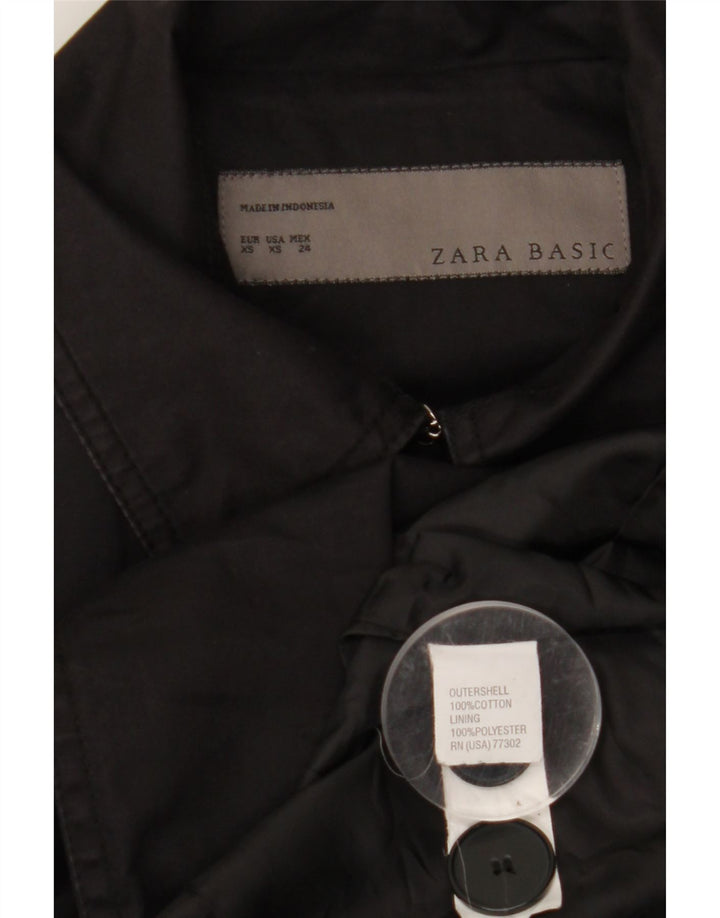 ZARA Damen Trenchcoat UK 6 XS Schwarz Baumwolle