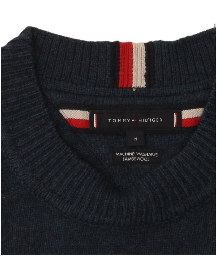 Tommy Hilfiger Herren-Pullover mit Rundhalsausschnitt, mittlere marineblaue Lammwolle