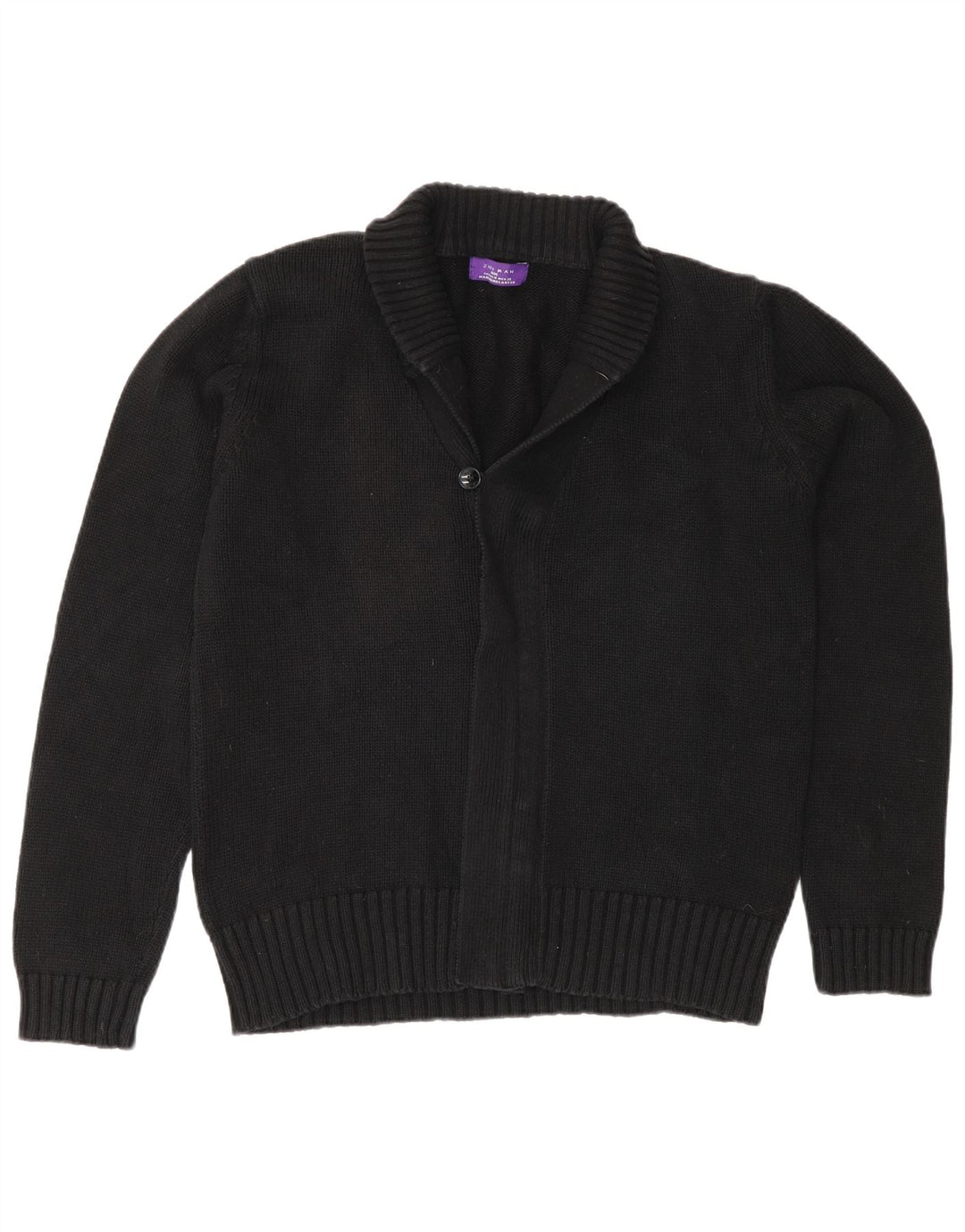 Zara Herren-Cardigan-Pullover, mittelschwarz, Baumwolle, klassisch