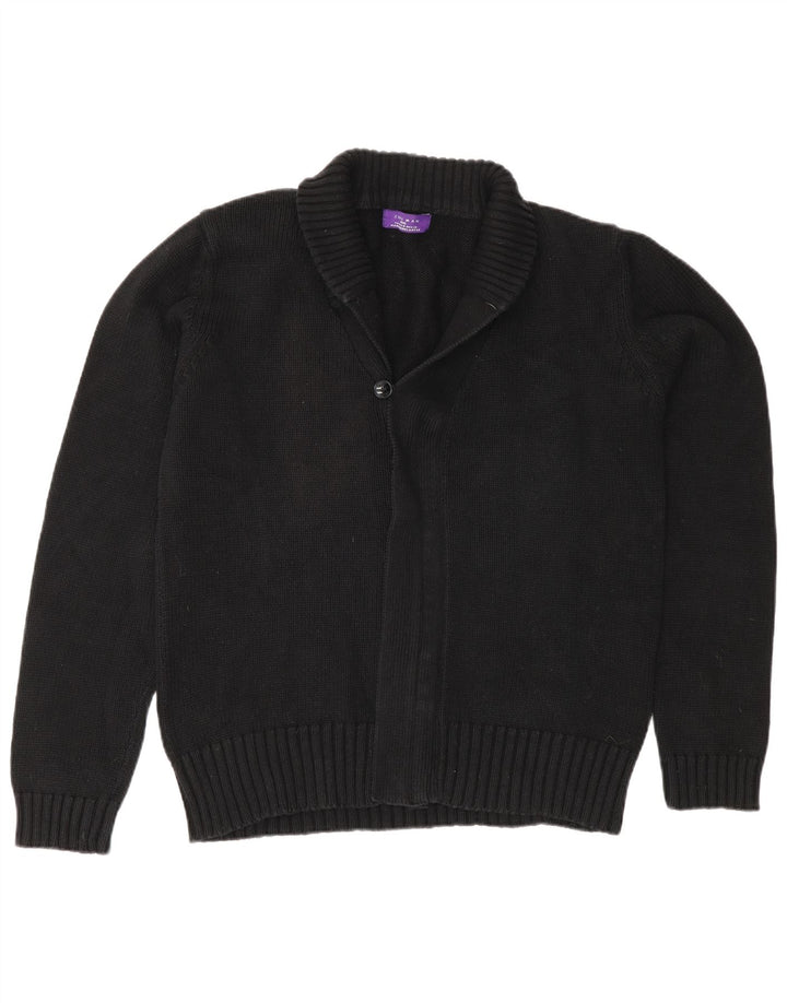 Zara Herren-Cardigan-Pullover, mittelschwarz, Baumwolle, klassisch