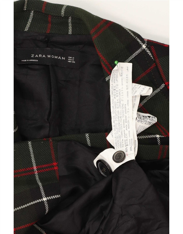 Zara Damen-Blazer, übergroß, zweireihig, Gr. 10, klein, grün kariert