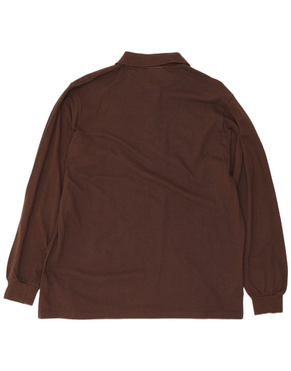 Lacoste Herren-Langarm-Poloshirt, Größe 5, groß, braune Baumwolle