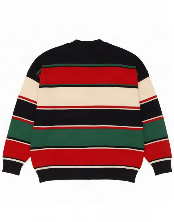 Il Granchio Herren-Pullover mit Knopfkragen, XL, mehrfarbig gestreifte Wolle