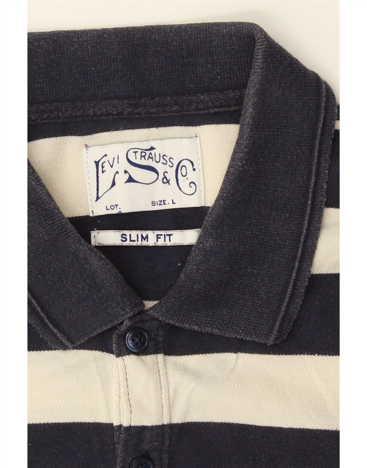 Levi's Herren-Poloshirt mit schmaler Passform, groß, Marineblau gestreift