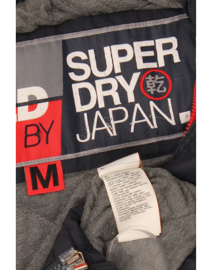 Superdry Herren-Windbreakerjacke mit Kapuze, UK 38, mittelmarineblaues Nylon