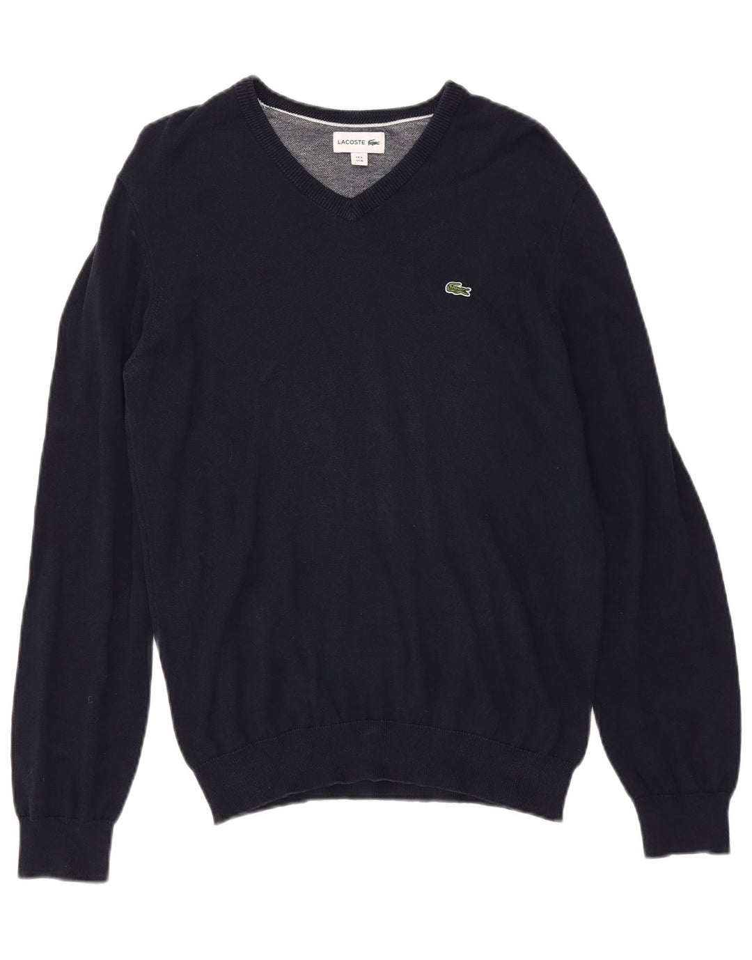 LACOSTE Herren-Pullover mit V-Ausschnitt, Größe 4, mittelgroß, marineblau, Baumwolle