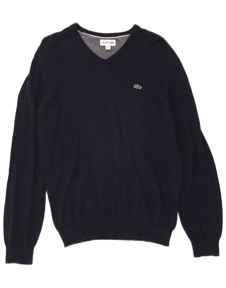 LACOSTE Herren-Pullover mit V-Ausschnitt, Größe 4, mittelgroß, marineblau, Baumwolle