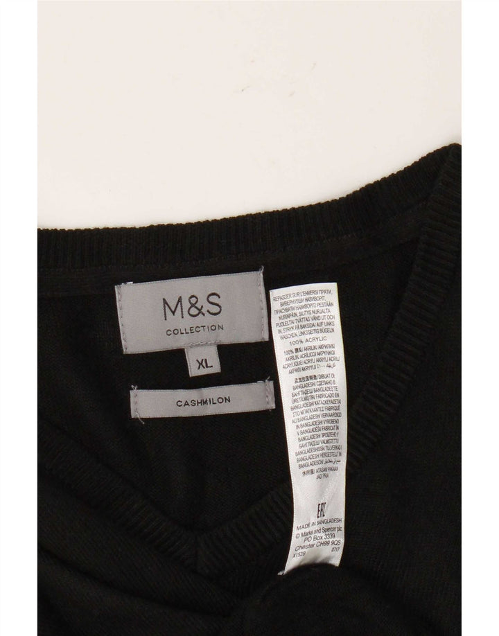 Marks & Spencer Herren-Pullover mit V-Ausschnitt, XL, schwarzes Acryl