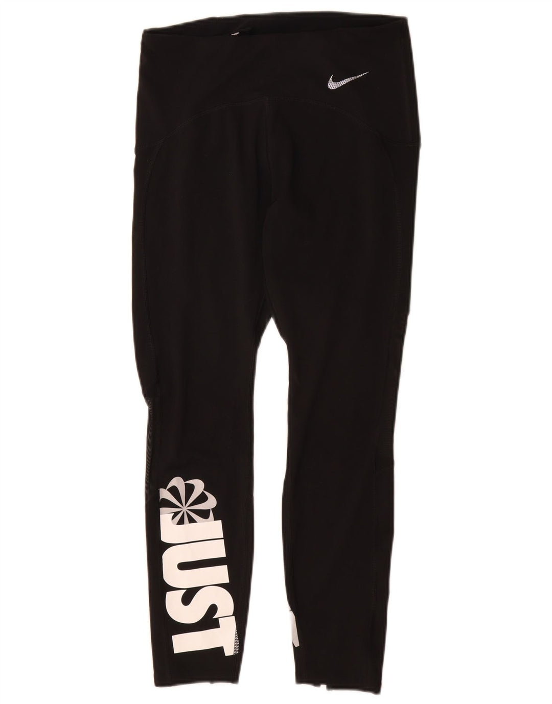 Nike Damen Dri Fit Crop Graphic Leggings UK 12 Mittelschwarzes Polyester