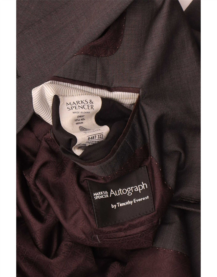 Marks & Spencer Herren Autograph 2-Knopf-Blazerjacke UK 42 Große graue Wolle