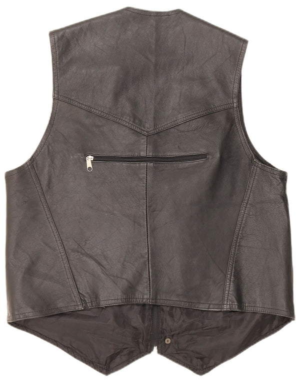 Vintage Herren-Leder-Utility-Gilet UK 40 Large Schwarz