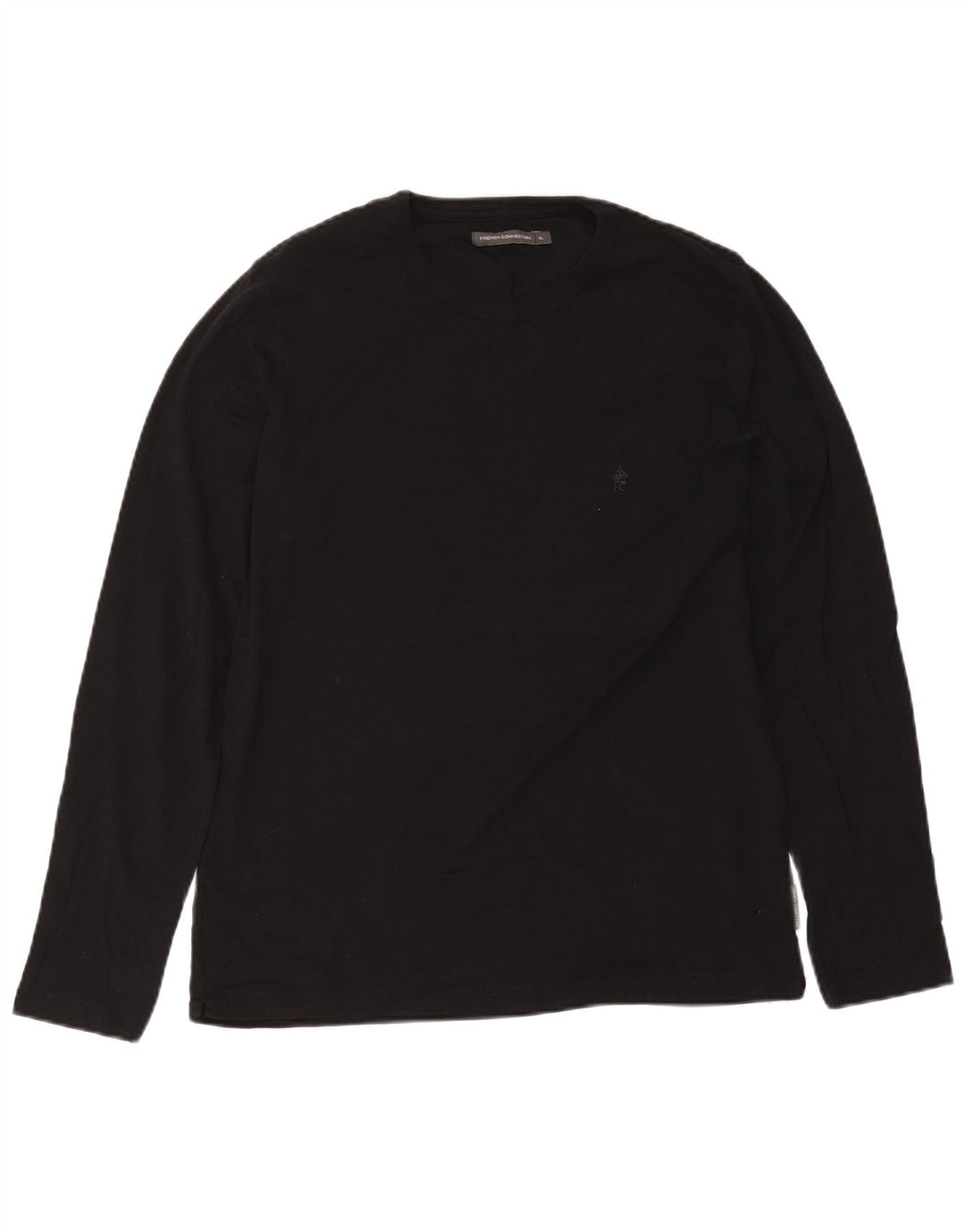 French Connection Herren-Top, langärmelig, XL, schwarze Baumwolle