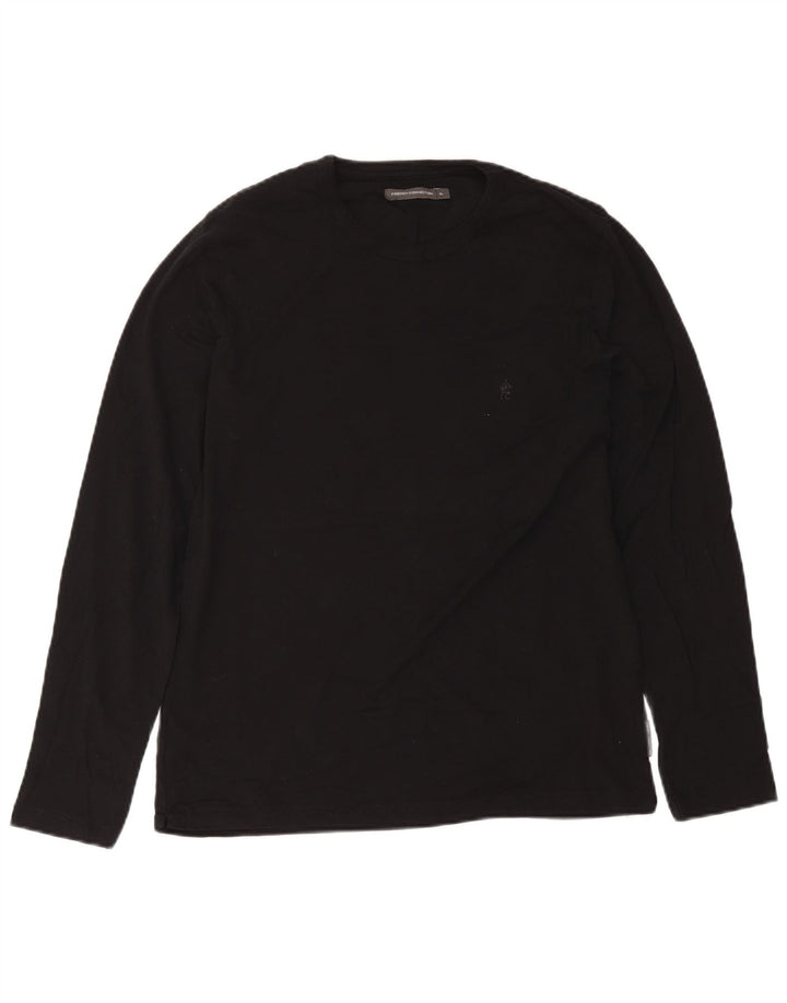 French Connection Herren-Top, langärmelig, XL, schwarze Baumwolle