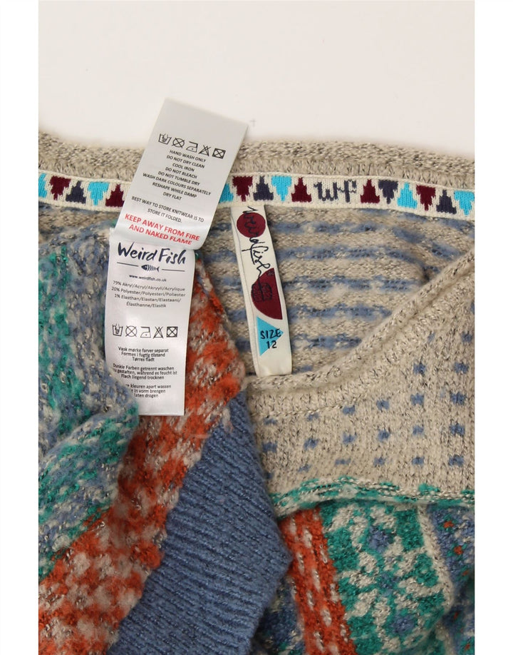 WEIRD FISH Damen Pullover mit U-Boot-Ausschnitt, UK 12, Mittelblau, Fair Isle