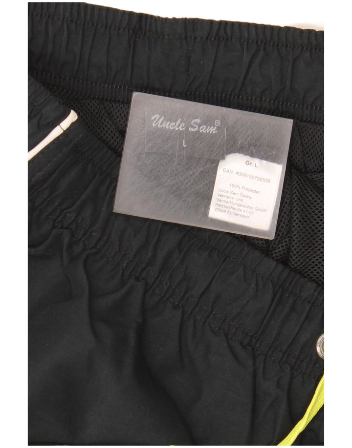 Uncle Sam Herren-Trainingshose mit Grafik, Größe L, aus schwarzem Polyester
