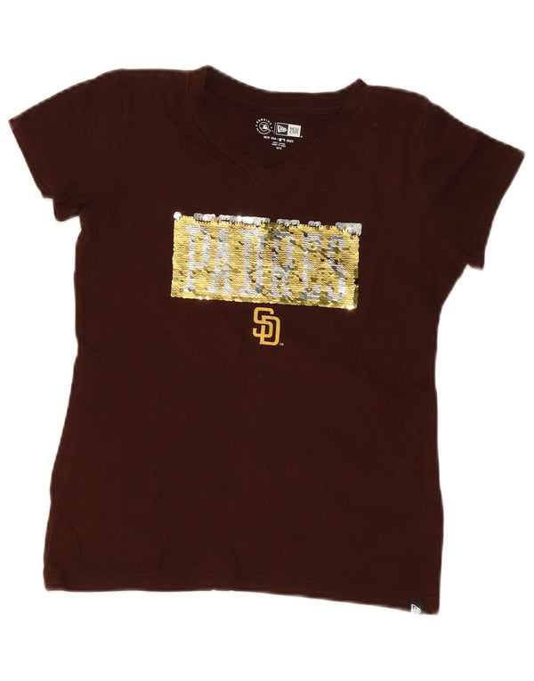 New Era Mädchen San Diego Padres Grafik-T-Shirt-Oberteil, 10–11 Jahre, braune Baumwolle