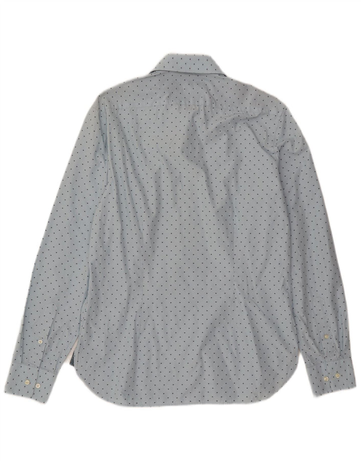 TED BAKER Herren-Slim-Fit-Hemd, Größe 16, groß, blaue gepunktete Baumwolle