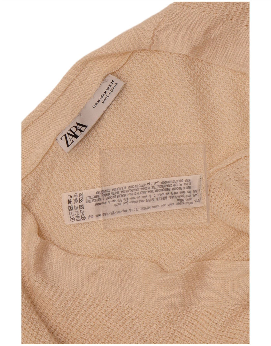 Zara Damen-Strickjacke mit 3/4-Ärmeln, übergroß, Gr. 14, Mittel, gebrochenes Weiß