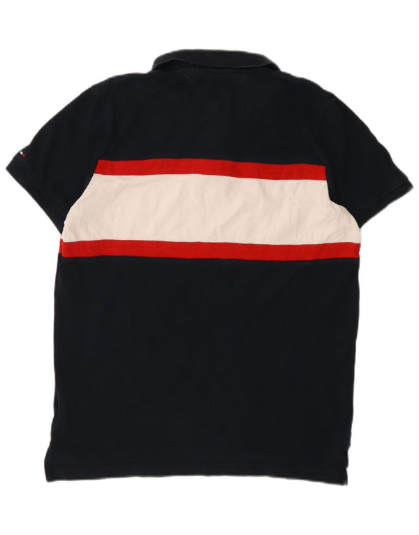 Tommy Hilfiger Herren-Poloshirt mit schmaler Passform, groß, marineblau, Colourblock-Baumwolle