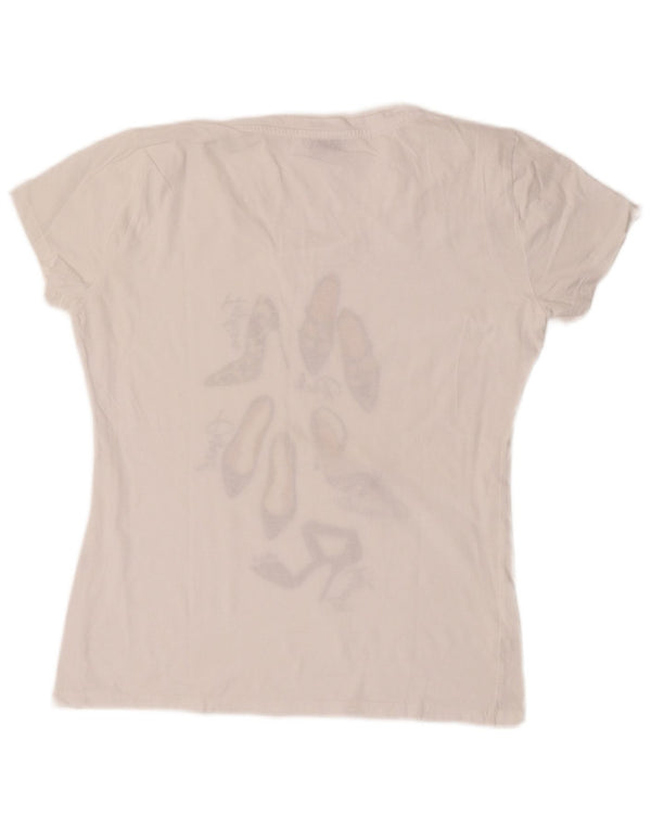 Liu Jo Damen Grafik-T-Shirt-Oberteil UK 14 Mittelweiß