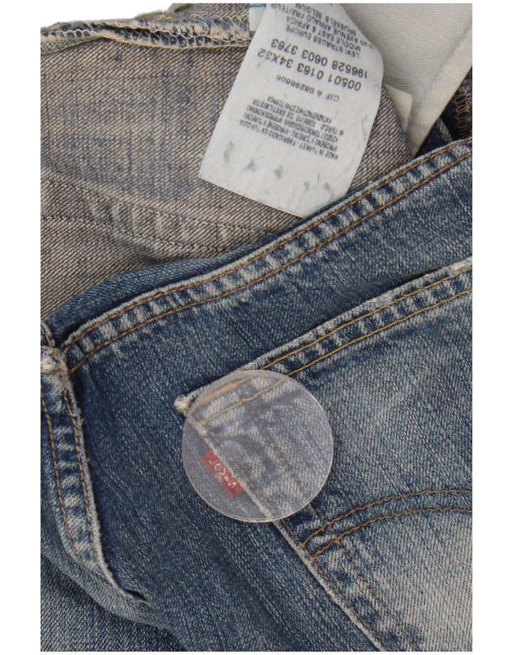 Levi's Herren 501 Distressed Straight Jeans W34 L27 Blaue Baumwolle