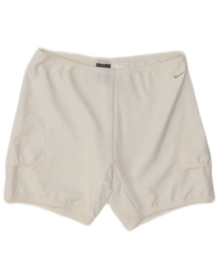 NIKE Damen Dri Fit Sport Shorts UK 12 Mittelweißes Polyester