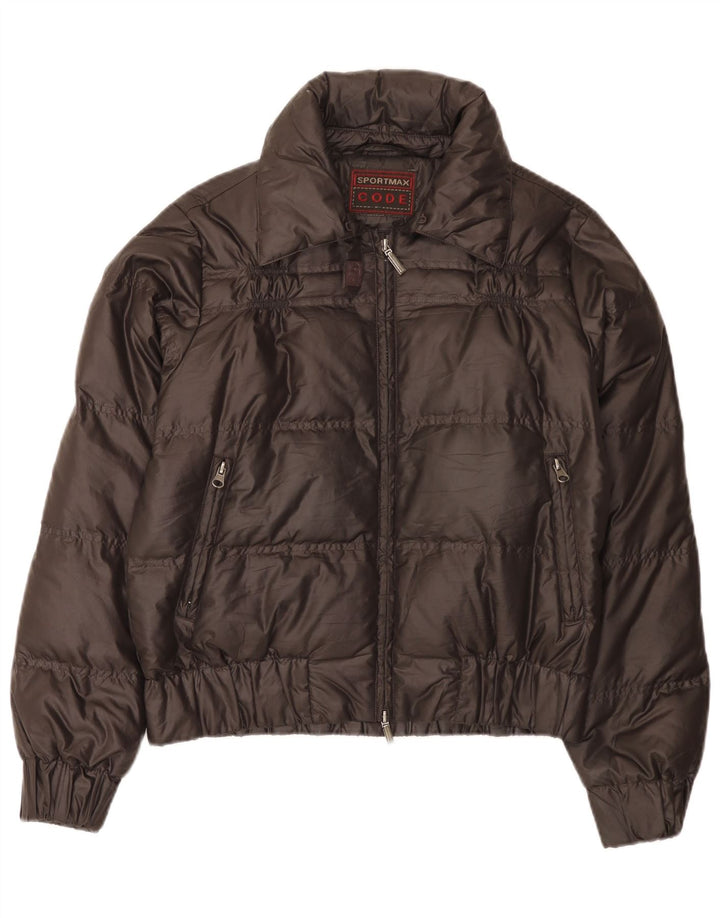 Sportmax Damen Übergroße gepolsterte Jacke UK 10 Small Braun Polyester