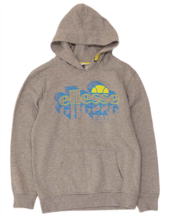 Ellesse Jungen-Pullover mit grafischem Kapuzenpullover, 12–13 Jahre, graues Polyester