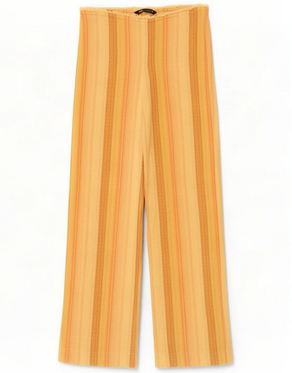 Zara Damen gerade Freizeithose XS W24 L28 Gelb gestreift