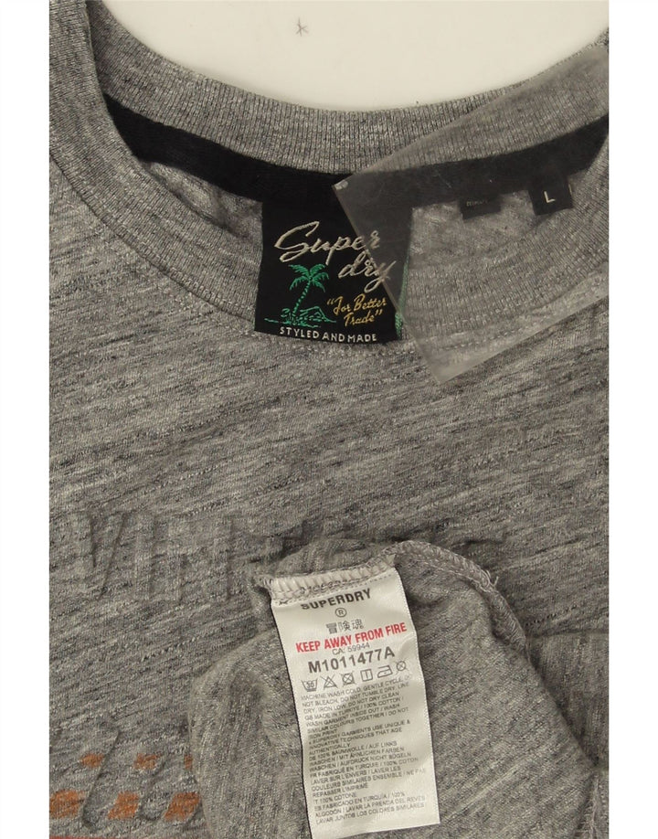 Superdry Herren Grafik-T-Shirt-Oberteil, groß, grau gesprenkelte Baumwolle