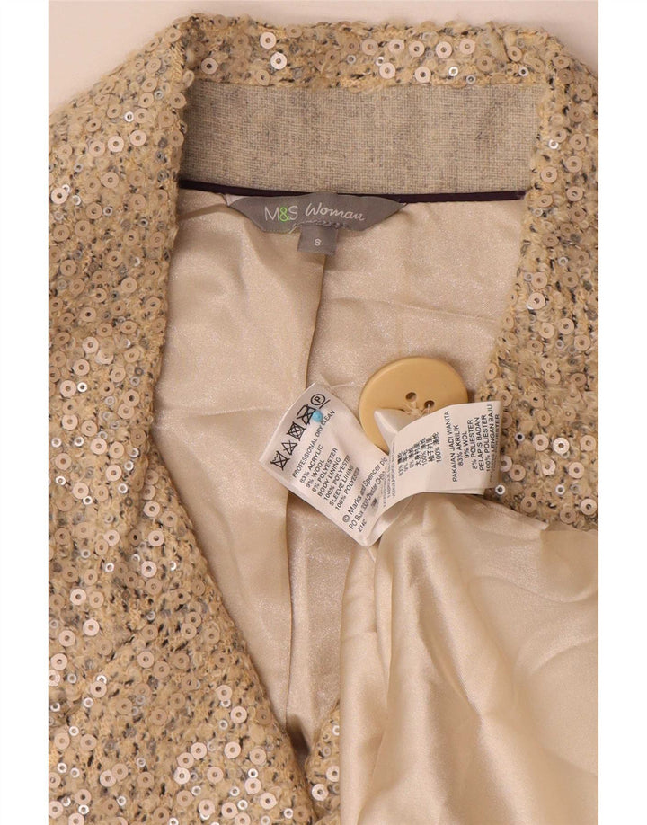 Marks & Spencer Zweireihiger Mantel mit Pailletten für Damen, Gr. 8, Beige