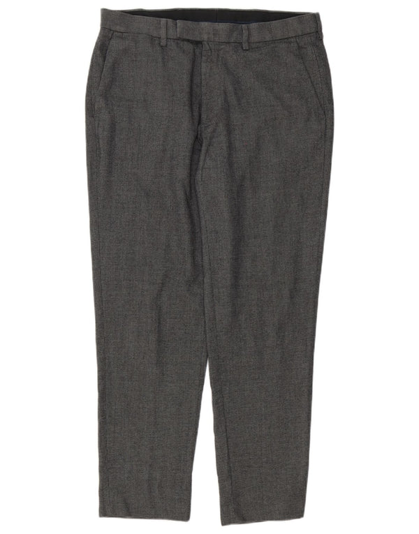 Marks & Spencer Herren-Anzughose mit maßgeschneiderter Passform, W34, L28, grau, Polyester