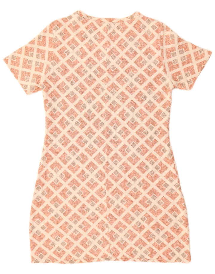 Zara Damen Etuikleid UK 14 Large Rot Geometrisch