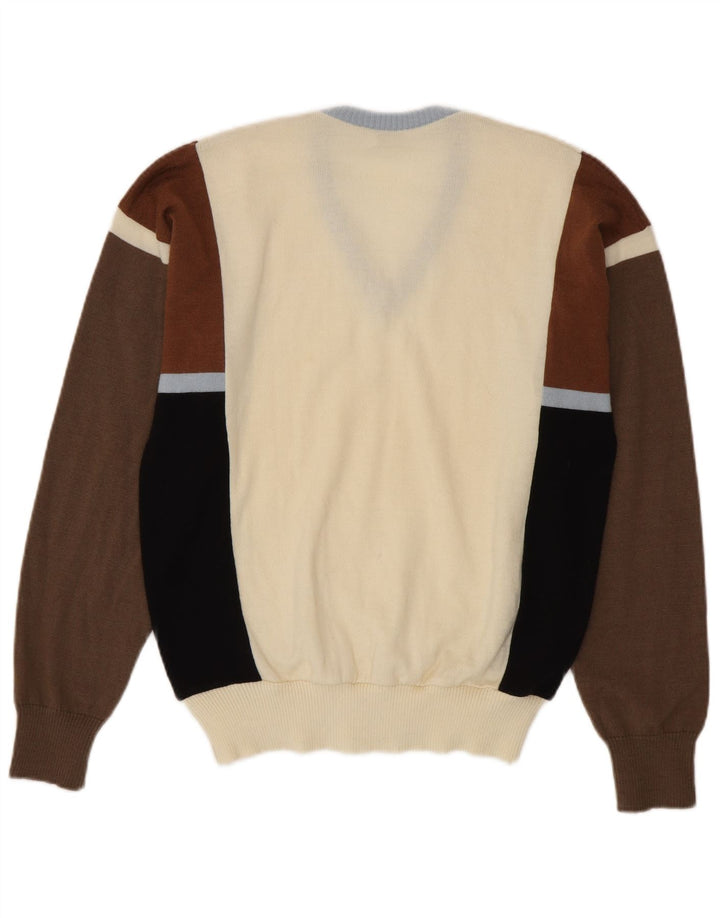 VINTAGE Herren-Pullover mit V-Ausschnitt IT 50 Medium Mehrfarbiger Farbblock