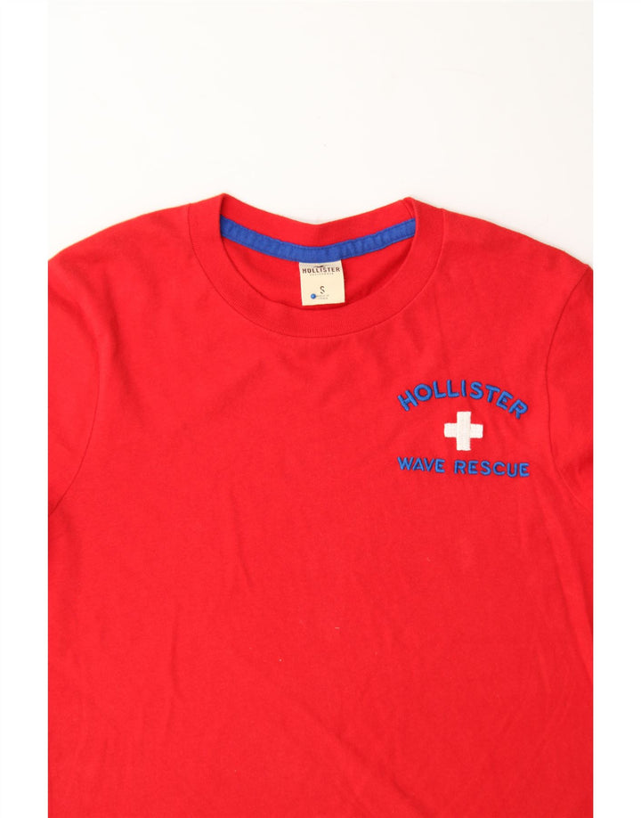 HOLLISTER Mens Graphic Top Long Sleeve Small Red Cotton Vintage Hollister and Second-Hand Hollister from Messina Hembry 