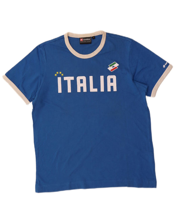 Lotto Herren Italia Graphic T-Shirt Top mittelblaue Baumwolle