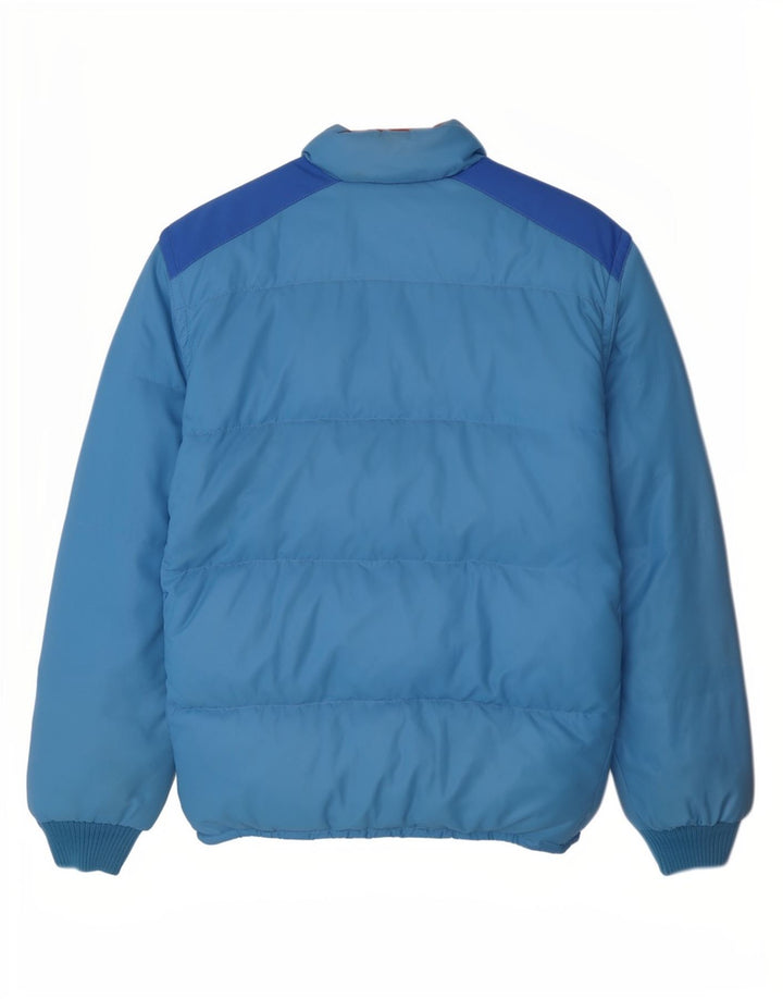 Vintage Herren Wattierte Jacke UK 38 Mittelblaue Colourblock-Baumwolle